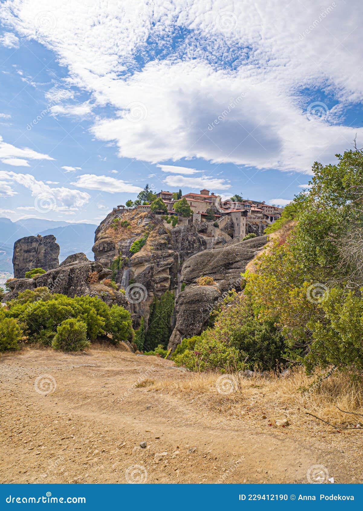 meteora cliffs landscapes. holly monasteries territory.